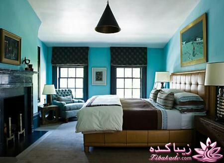 دکوراسیون قهوه ای و آبی روشن 